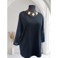 Wieczorowa tunika błyszcząca brokatem czarna - luźny fason